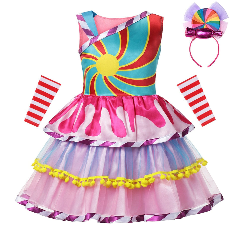 Halloween Rainbow Swirl Candy Party Dress