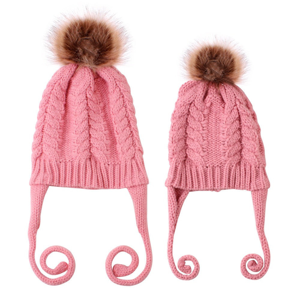 Wholesale of New Braided Parent-child Acrylic Pullover Hat Knitted Hat