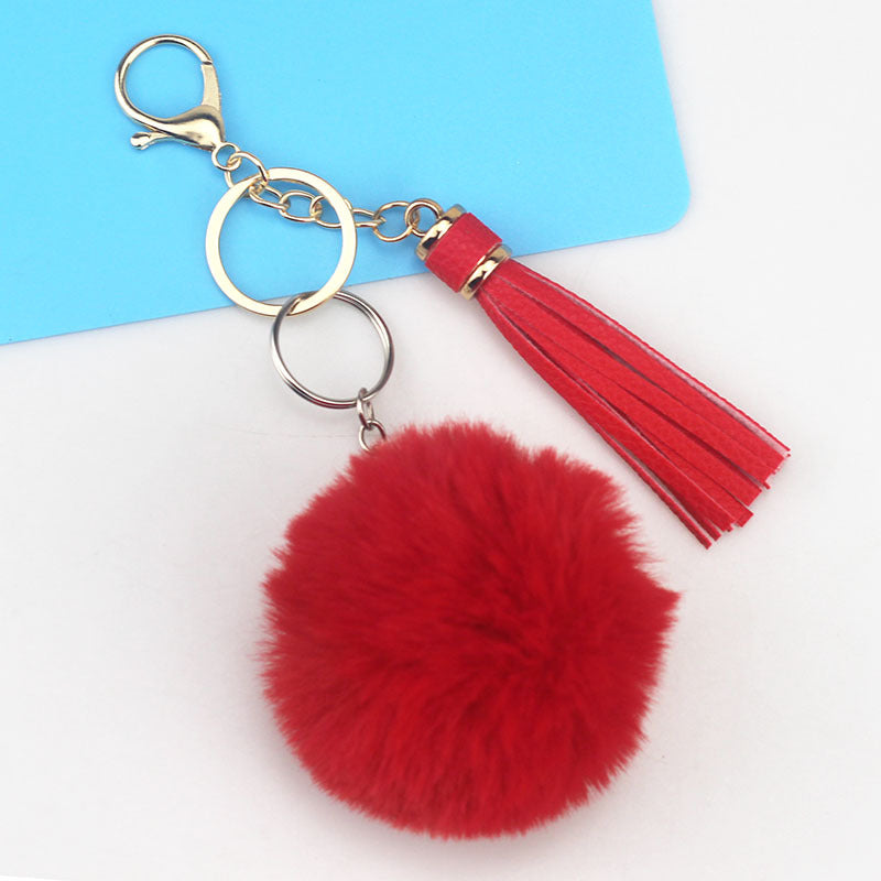 Fur Ball PU Tassel Keychain