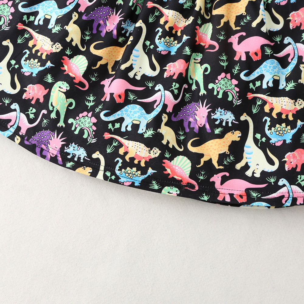 Girls Colorful Dinosaur Cotton Princess Dress Baby Clothes