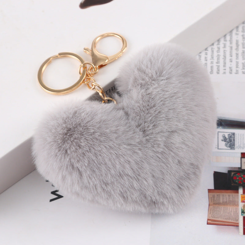 Plush Love Keychain Peach Heart Ball Keychain