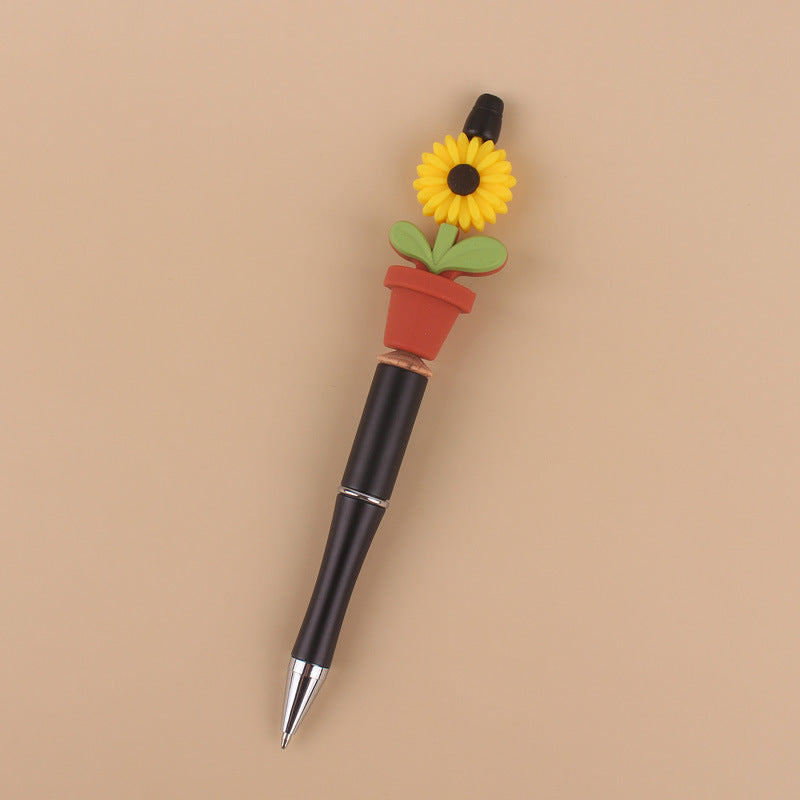 Silicone Beaded Sunflower Potted Wooden Beads Plastic