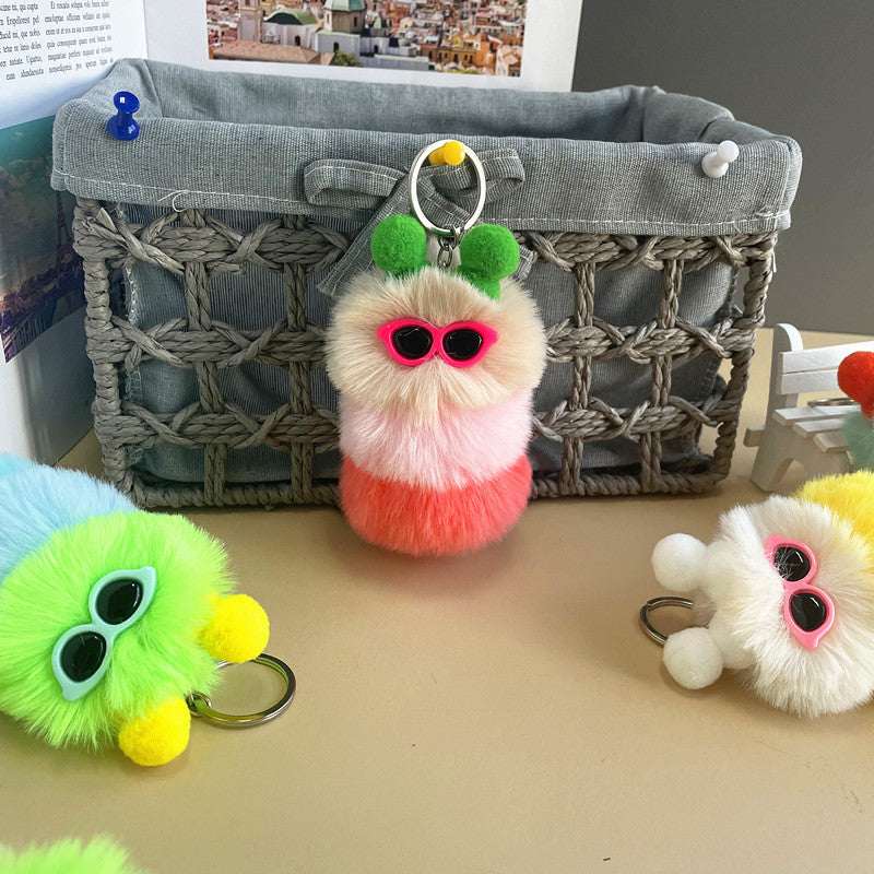 New Cute Caterpillar Plush Keychain