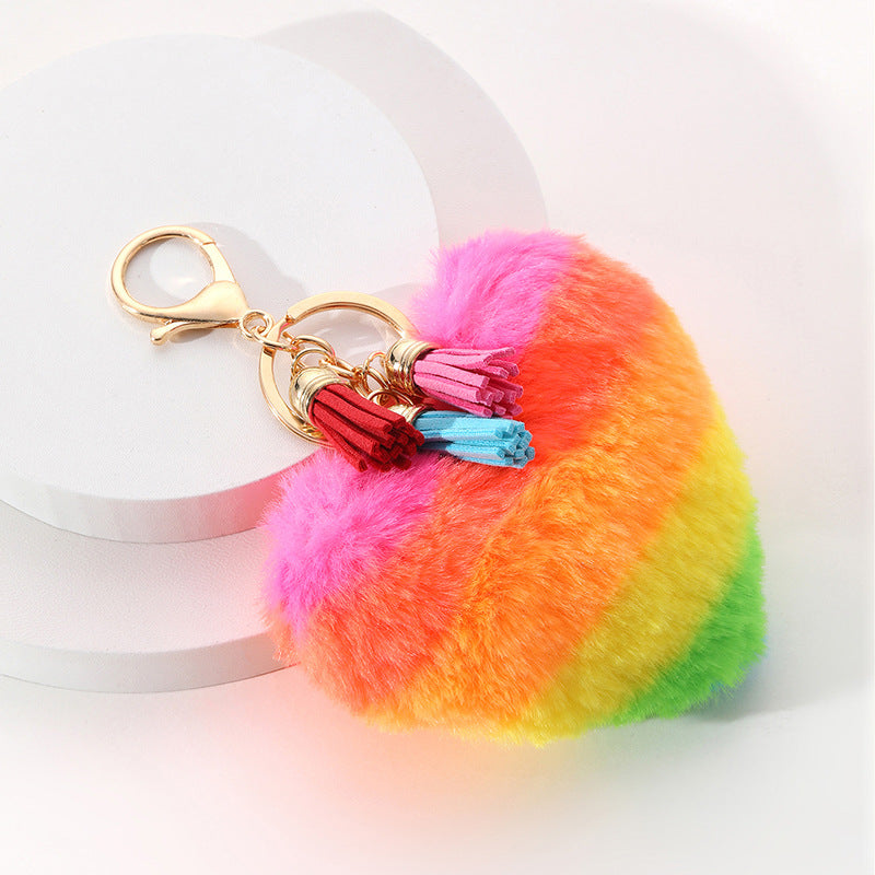 Plush Multi-color Fur Ball Tassel Key Chain