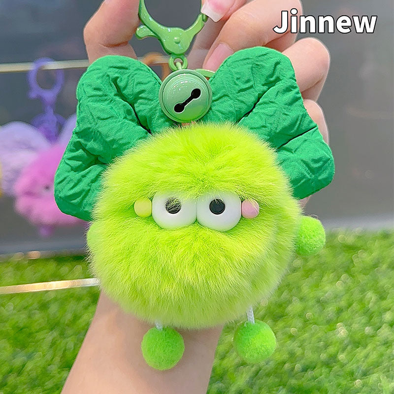 Bow Colorful Fur Ball Keychain