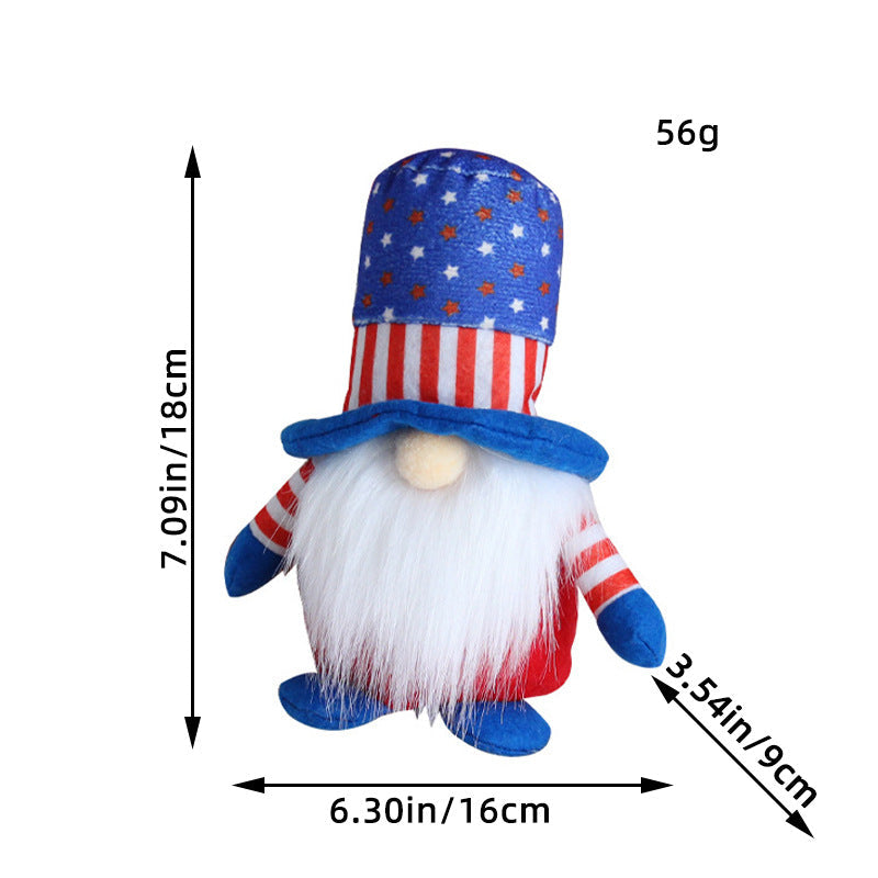 Independence Day Striped Five Star Faceless Fabric Doll