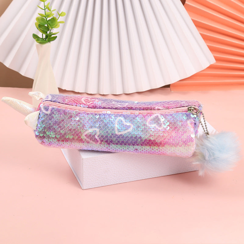 Rainbow Sequin Unicorn Pencil Case