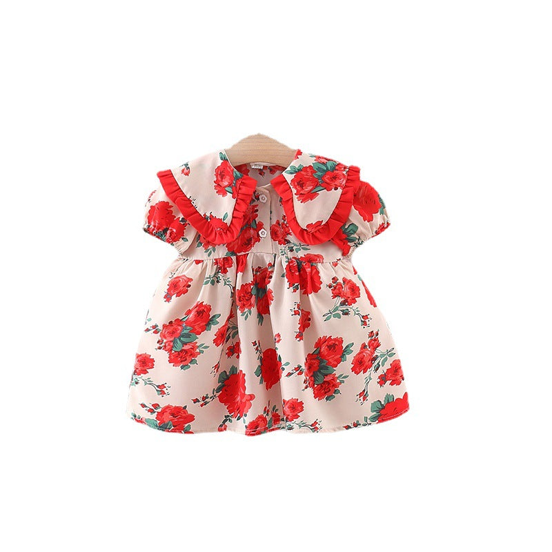 Girls Summer Puff Sleeve Printed Dress