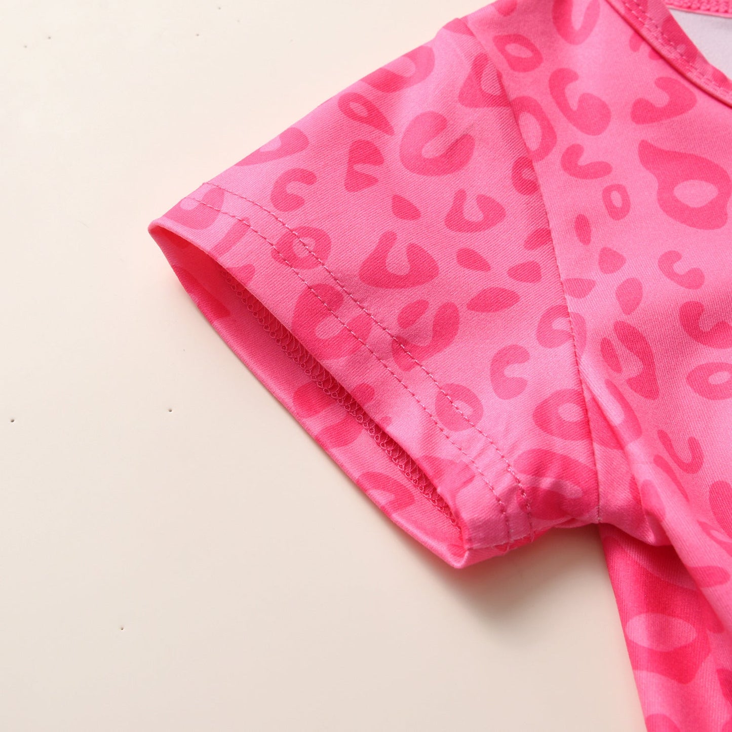 Cotton Kids Set Leopard Print Flare Pants Two Piece Set