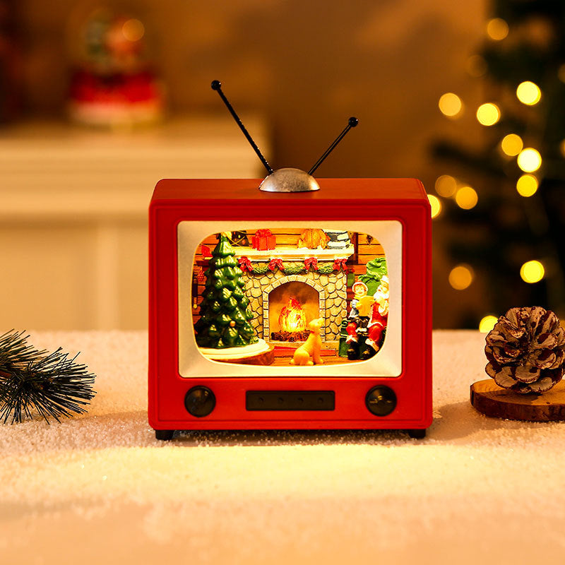 Rotating Music Resin TV Desktop 19cm*13cm*18.5cm Decoration Christmas