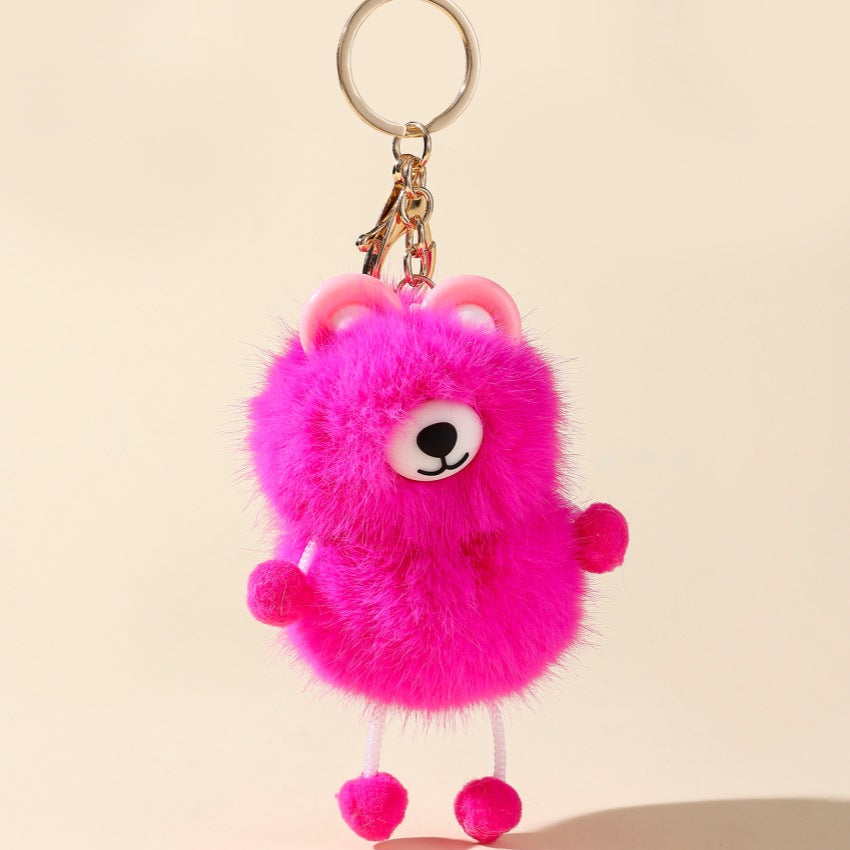 Cute Fur Ball Raccoon Keychain