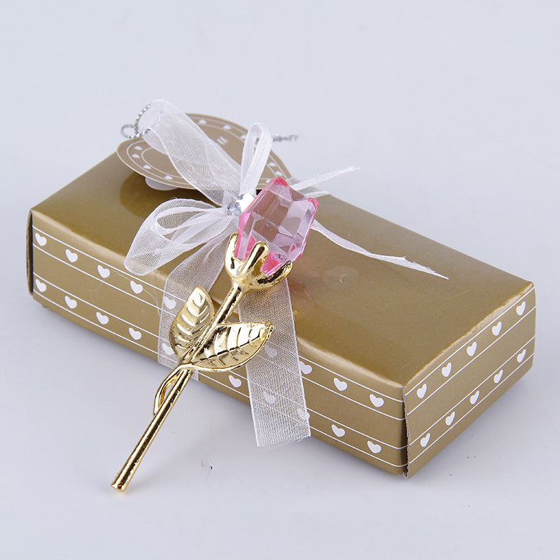 Metal Pole Crystal Rose Handicraft Ornaments