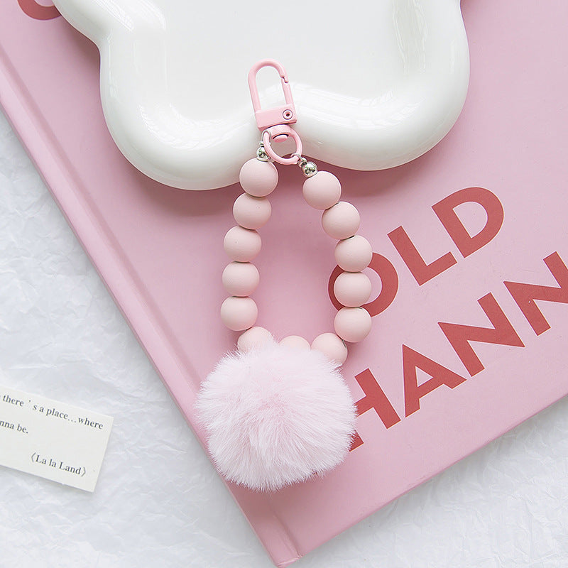 Hair Ball Acrylic Bead Keychain
