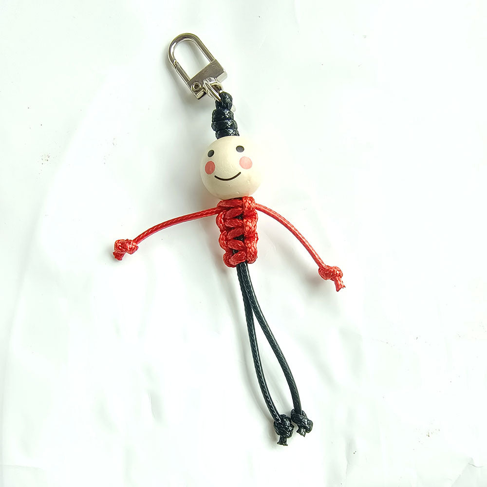 Stickman Keychain Beads Smiley Face School Bag Pendant
