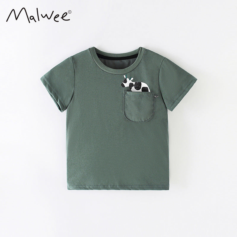 Boys' cartoon cotton boys' short sleeve round neck T-shirt