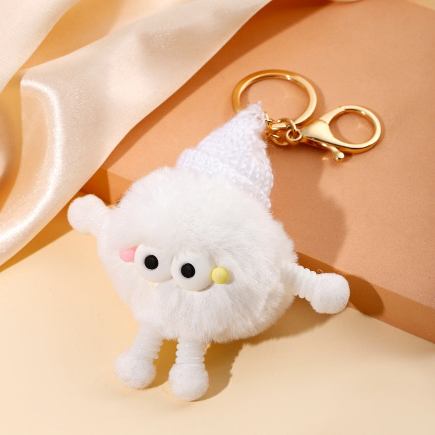 Cute Wool Hat Small Coal Ball Keychain