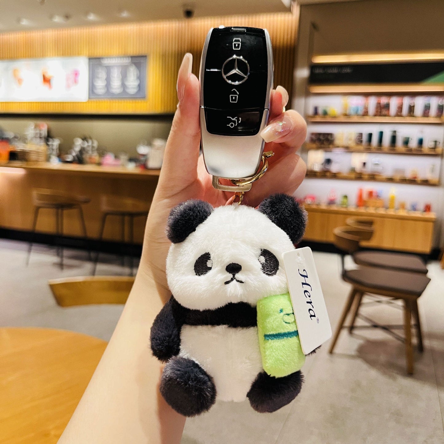 Cute Cartoon Plush Ball Panda Keychain