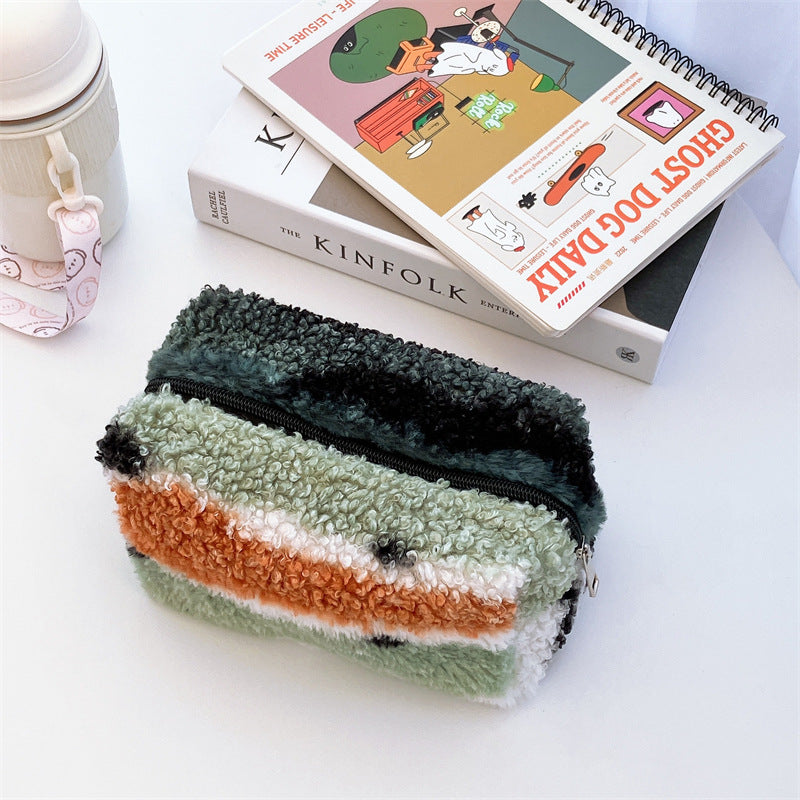 Gradient Color Plush Pencil Case