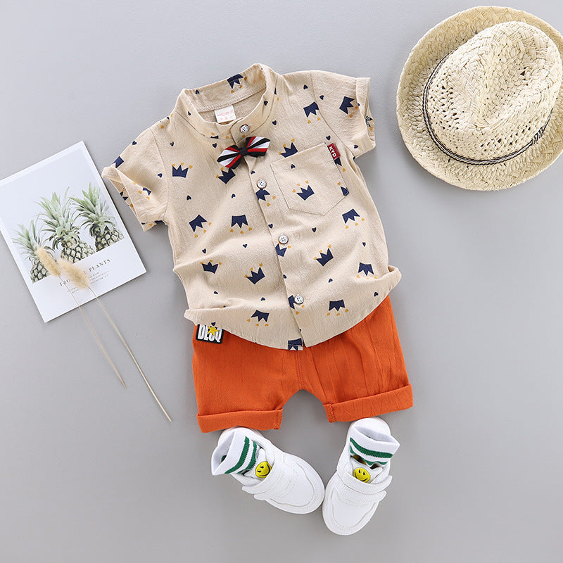 Wholesale Cotton Summer Children's Suit Short Sleeve Suit
