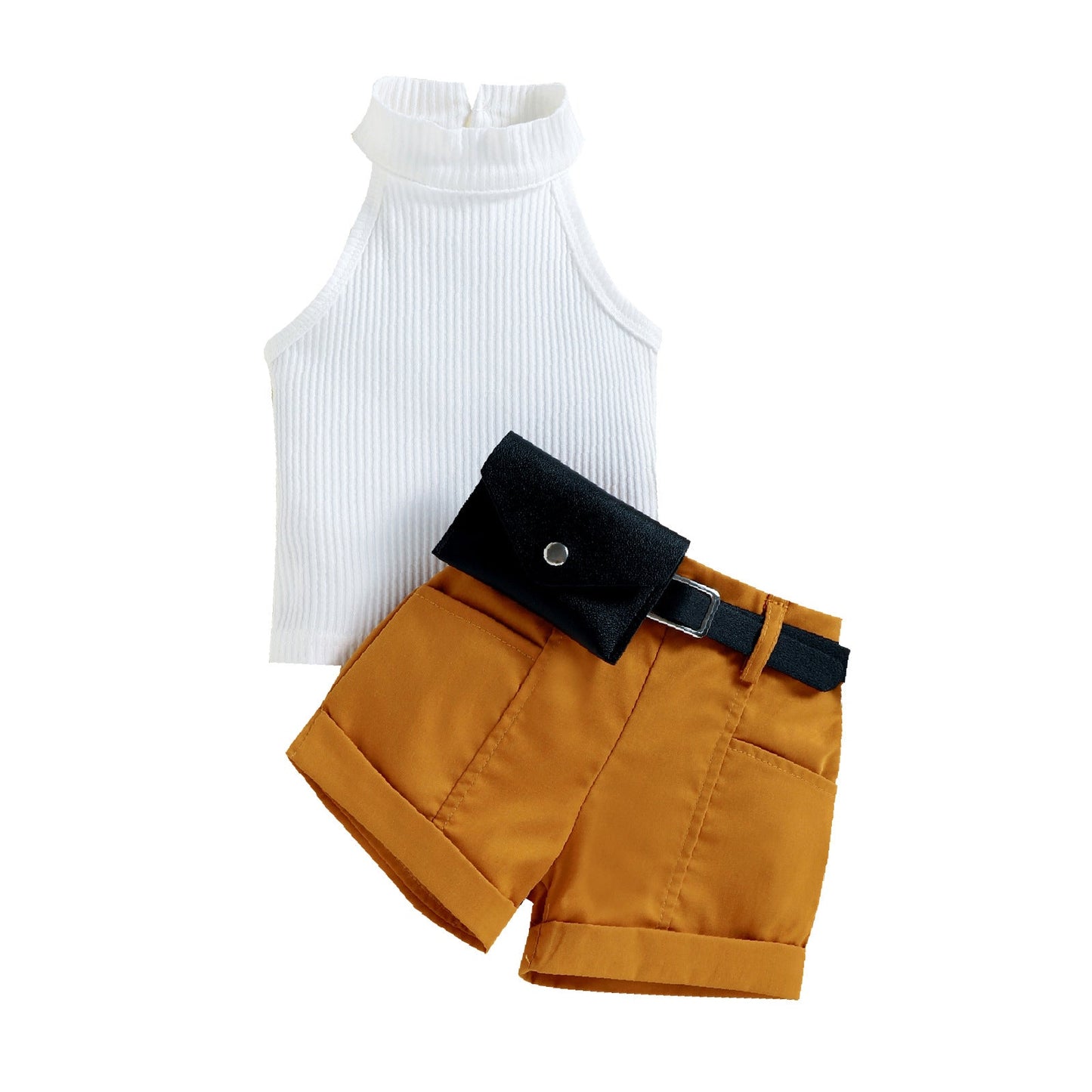 Girls Summer Sleeveless Top Shorts Set