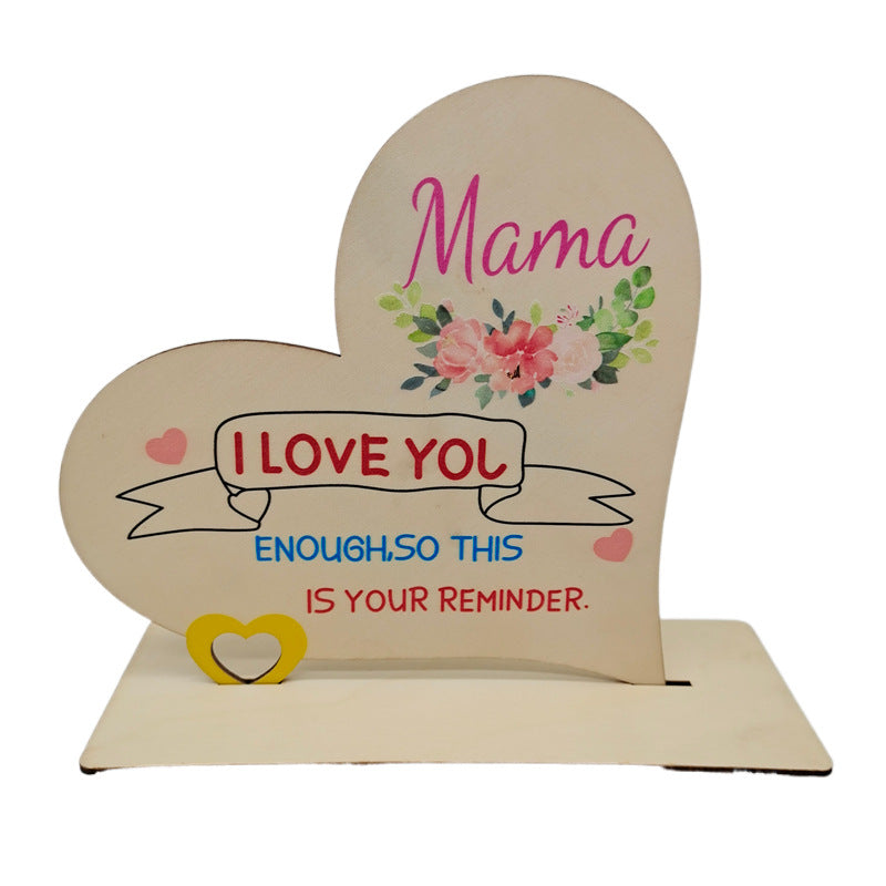 Mother's Day Heart-shaped Wooden Ornaments