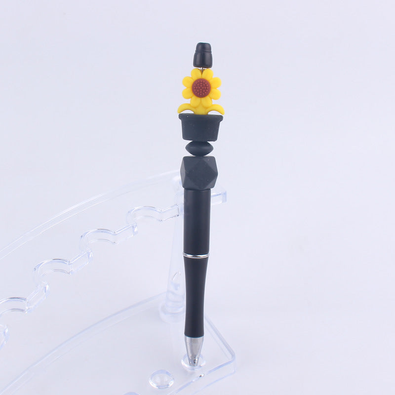 Handmade Bead Pen Sunflower Silicone Ballpoint Pen
