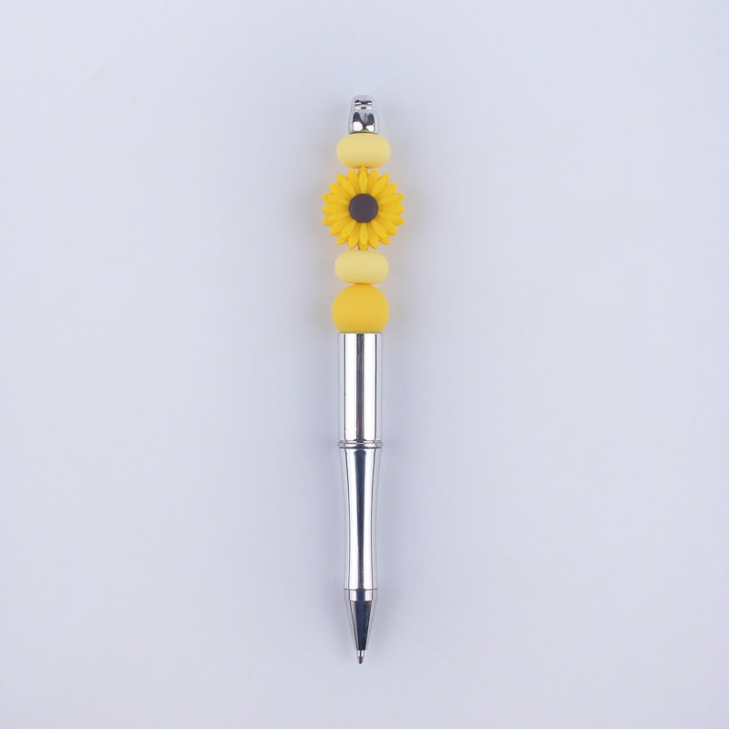 Beadable Pens Handmade Daisy Silicone Beaded Ballpoint Pen