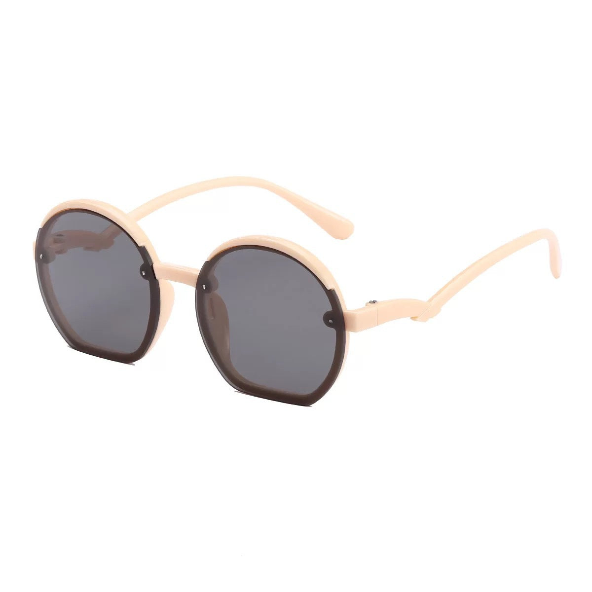 Curved Temple Round Frame Kids Sunglasses