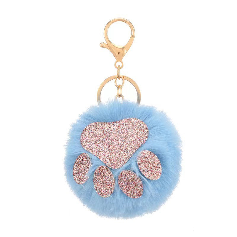 Fur Ball Cat Claw Plush Keychain