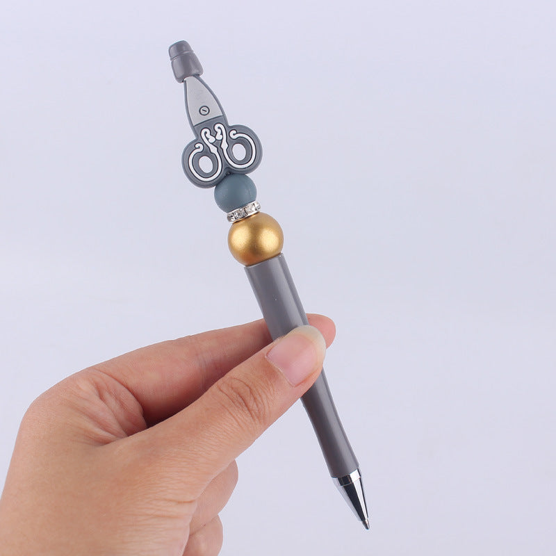 Cartoon Silicone Scissors, Handmade Plastic Bead Pens