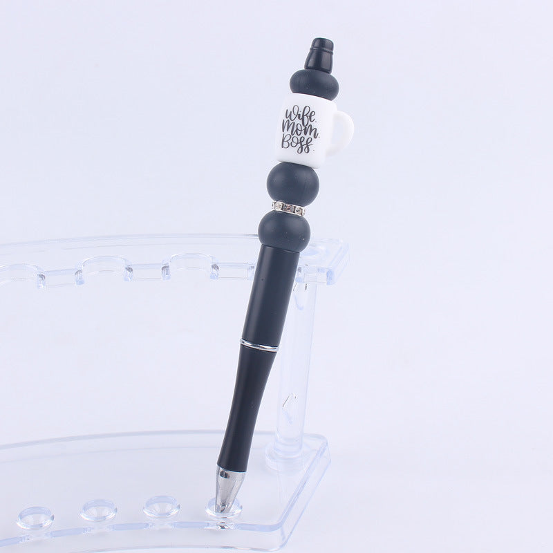 Handmade Bead Pen Cartoon Cup Silicone Ballpoint Pen