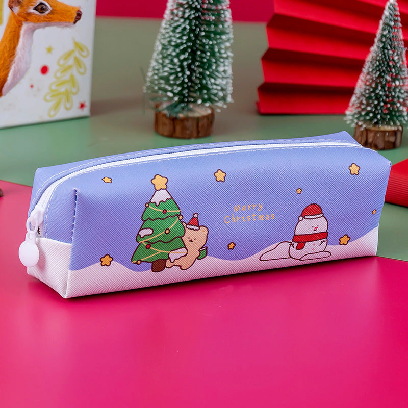PU Cartoon Christmas Pencil Bags