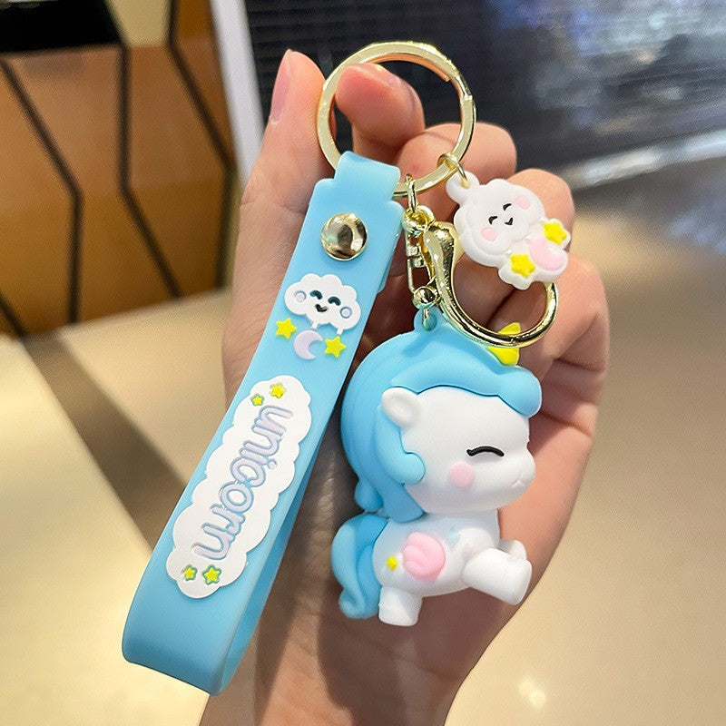 Unicorn Hair Ball Silicone Keychains
