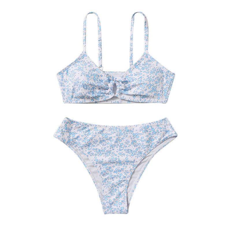 Kids V-Neck Cute Split Floral High Waist Swimwear