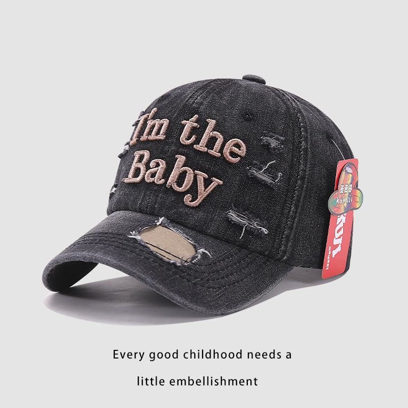 Cotton Embroidered Letter Hole Children's Baseball Caps