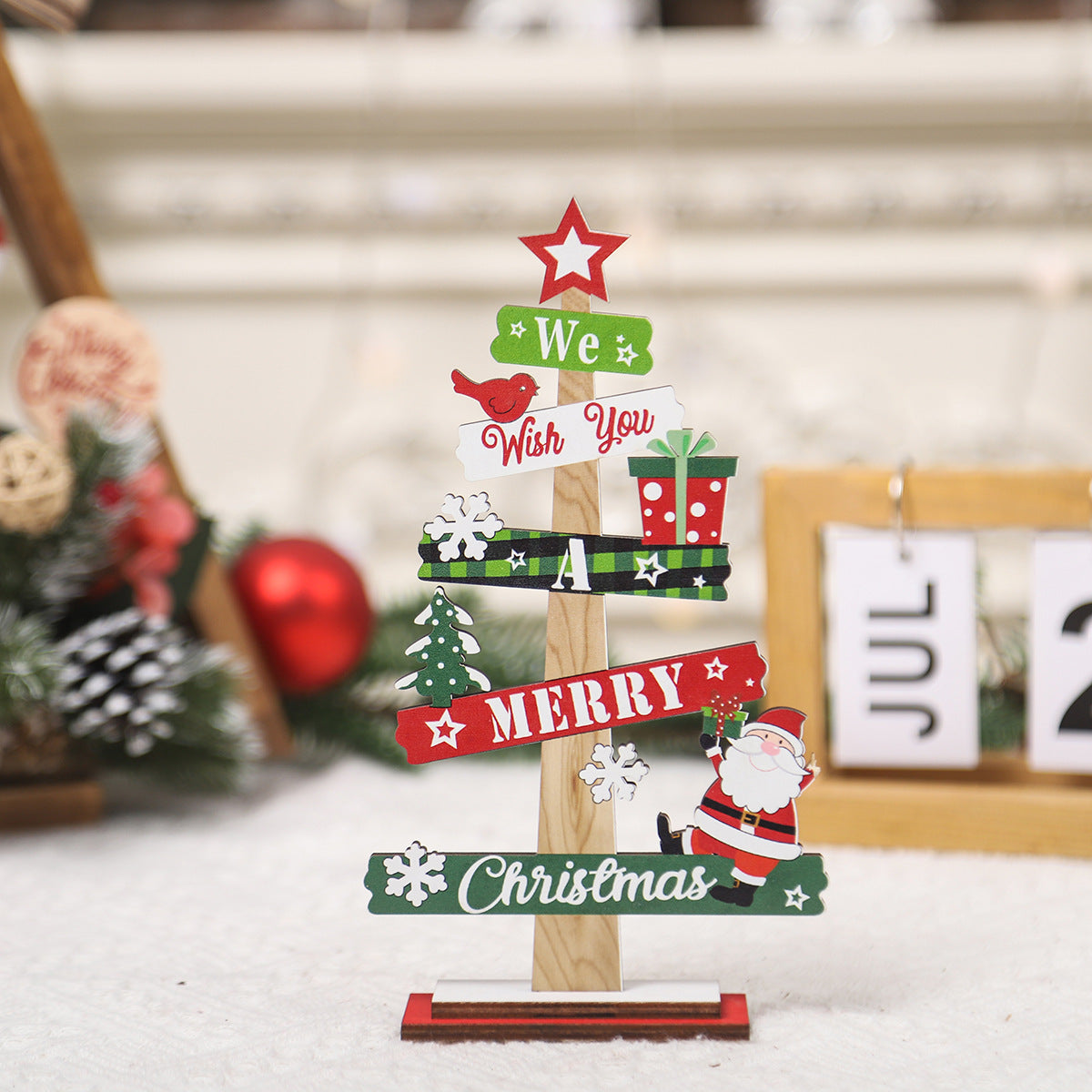 Christmas Decorations Mini Desktop Christmas Tree Wooden Ornaments