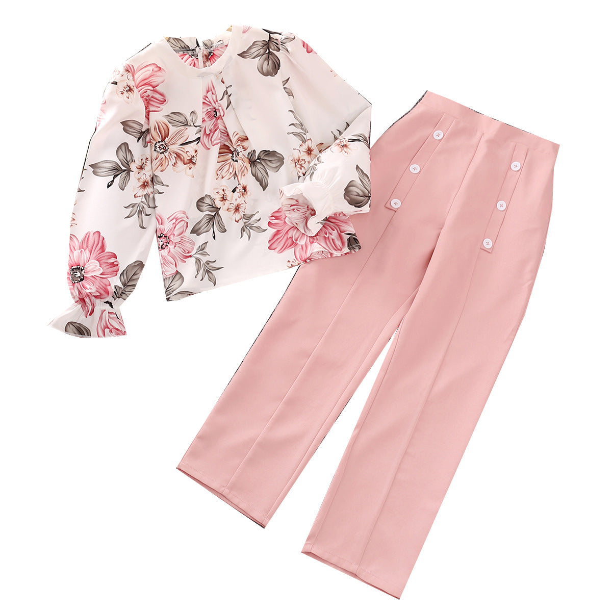 Wholesale Printed Long Sleeve Polyester Baby Clothes Set