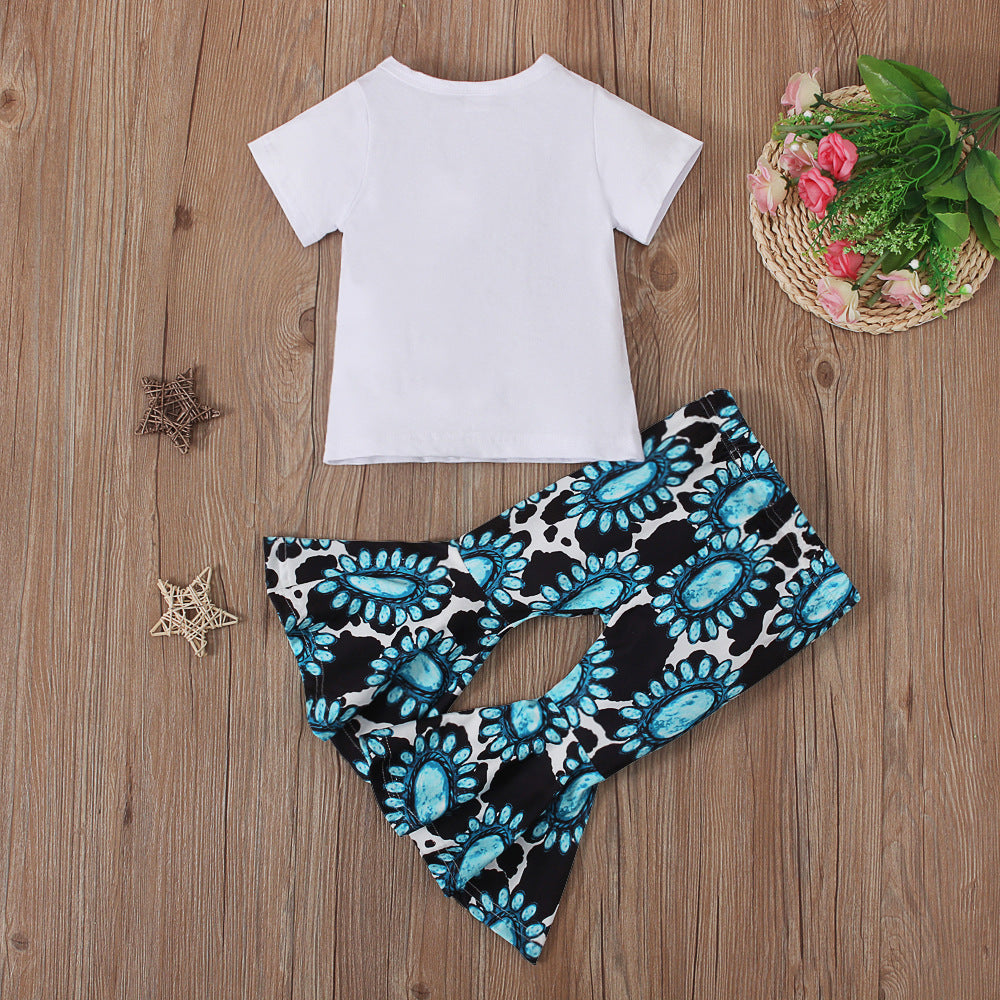 Children's Western Style Short Sleeve Two Piece Set