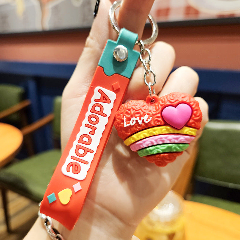 Cartoon Heart PVC Soft Glue Keychains Cute Keychain