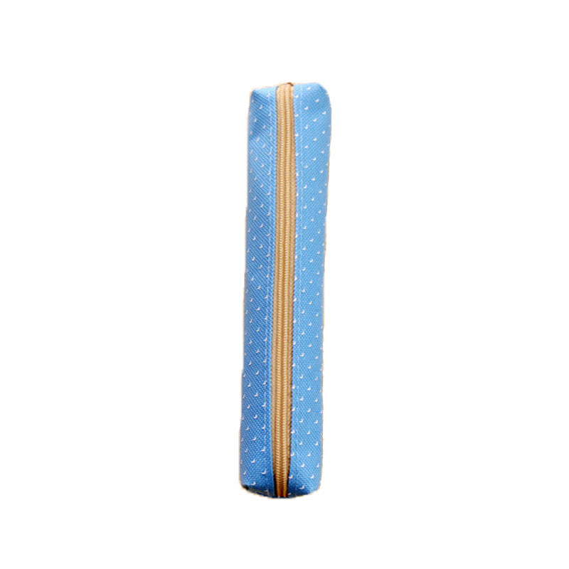 Long Polka Dot Canvas Pencil Case