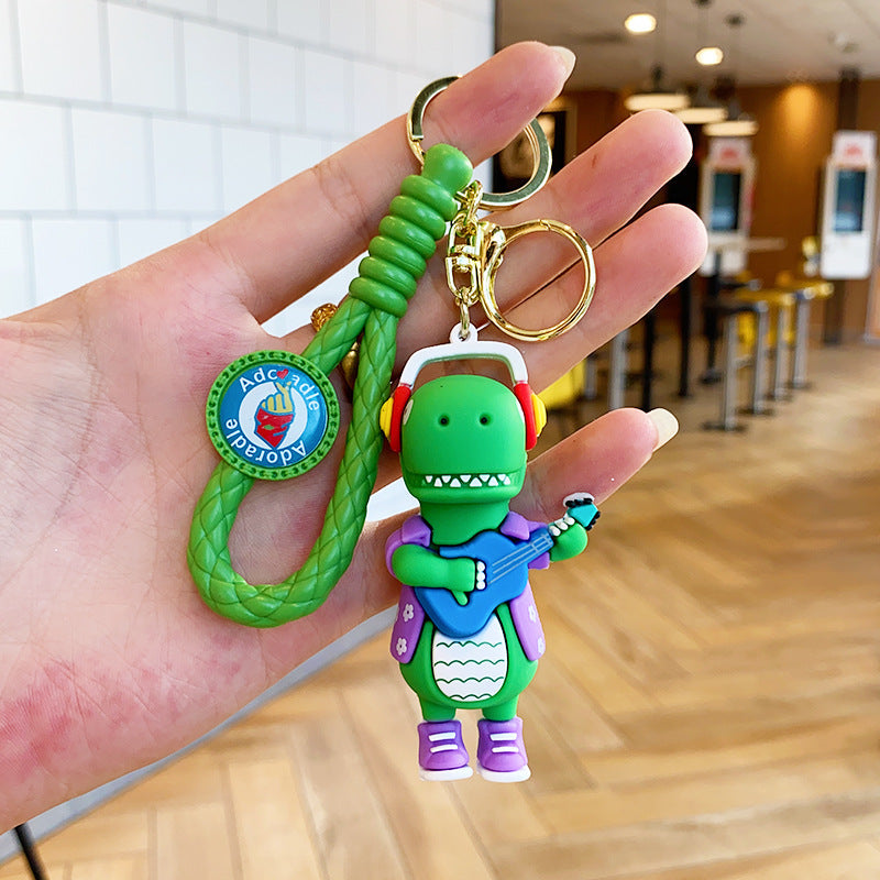 Cartoon DJ Little Dinosaur Doll PVC Keychain Cute Keychain