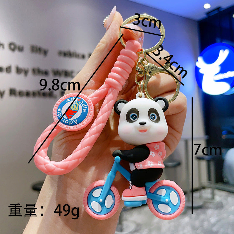 Cartoon Cycling Panda PVC Keychain Cute Keychain