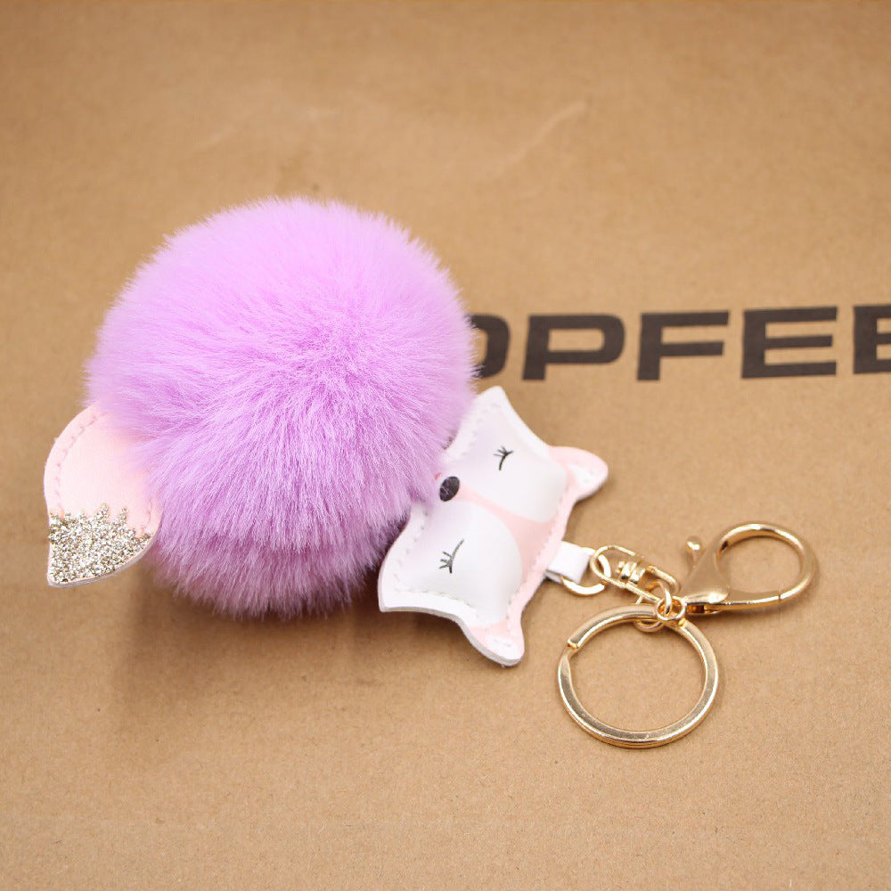 Fox Pu Leather Plush Bag Keychain