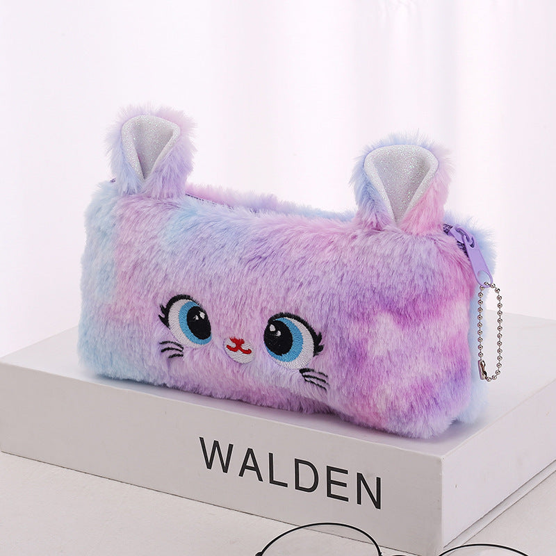 New Cat Large Capacity Plush Zipper Pen Bags