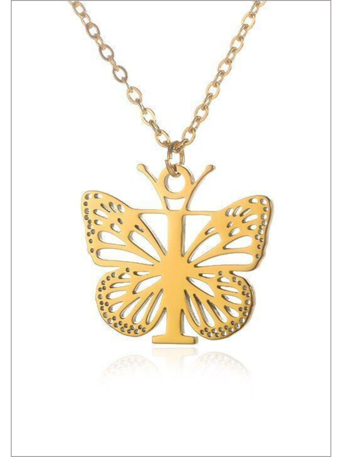 Girls Sweet Keepsake Butterfly Letter Pendant Necklace