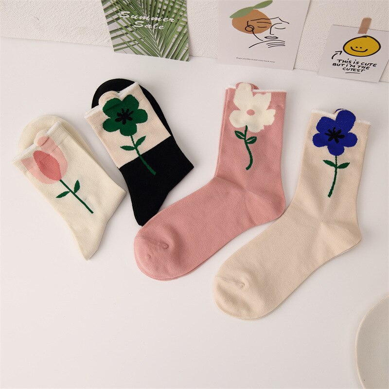 Casual Female Cute Floral Socks