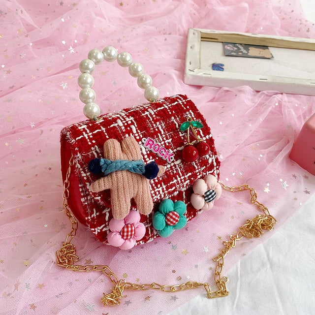 Bear X Cherry Mini Tweed Bag