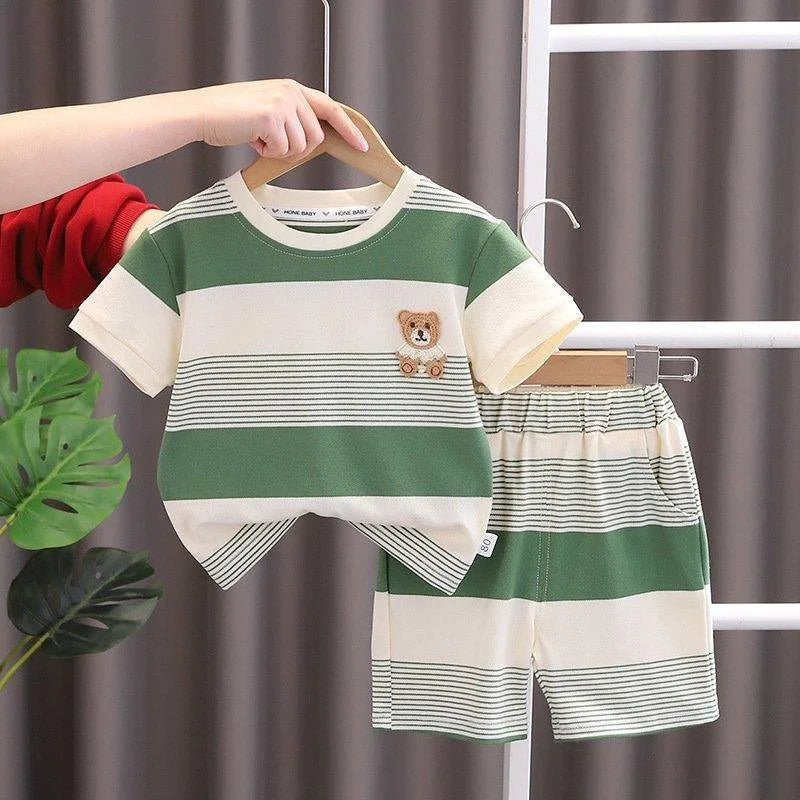 New Summer Baby Striped Tracksuit Set