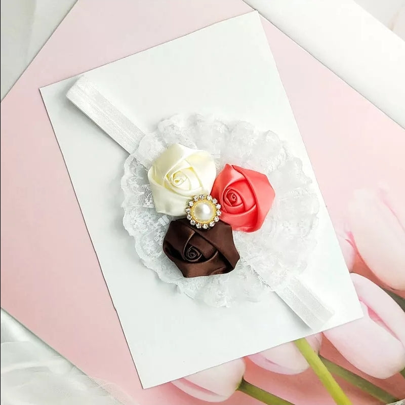 Tricolor Rose Lace Statement Headband