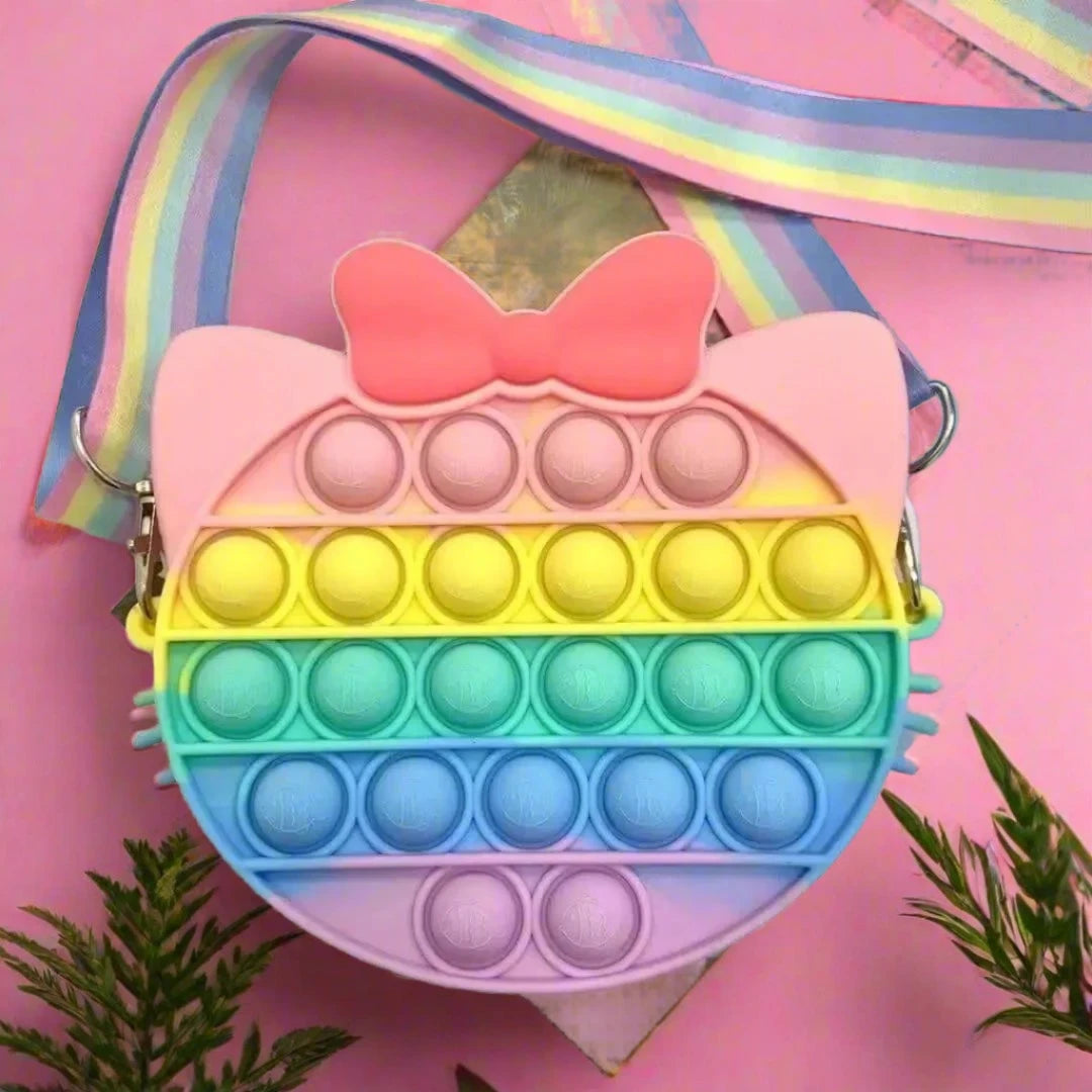 Kitty Rainbow Pop It Shoulder Bag - Fidget Toys Bag